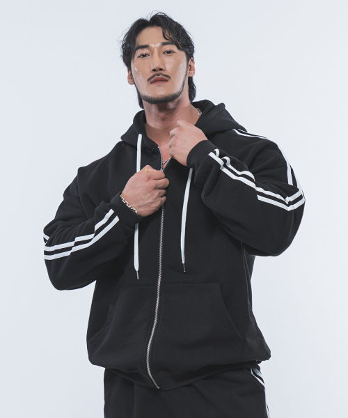 PHYSICAL GARMENTS（フィジカルガーメンツ）の「P2458 ヘビラインフードジップアップ [2 COLOR]（パーカー・メンズ・グレー/ブラック・XX-LARGE/X-LARGE/LARGE/MEDIUM）」の4枚目の写真