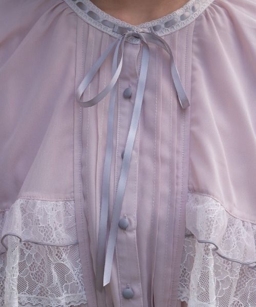 axes femme(アクシーズファム)の「フリルメローケープワンピース(ワンピース・レディース・キナリ/ネイビー/ピンク・MEDIUM)」の10枚目の写真