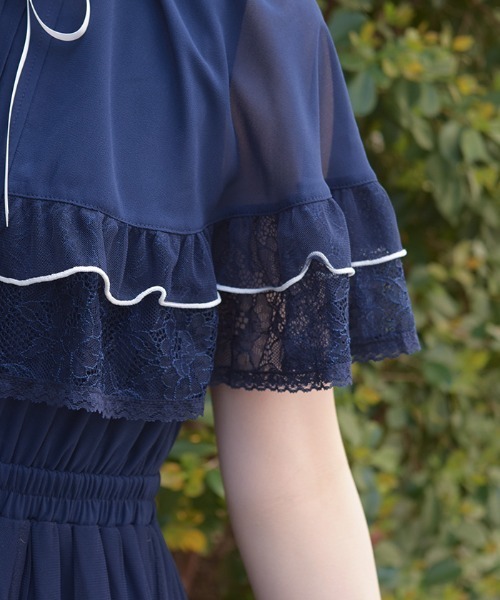 axes femme(アクシーズファム)の「フリルメローケープワンピース(ワンピース・レディース・キナリ/ネイビー/ピンク・MEDIUM)」の15枚目の写真