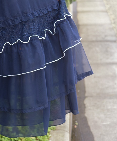 axes femme(アクシーズファム)の「フリルメローケープワンピース(ワンピース・レディース・キナリ/ネイビー/ピンク・MEDIUM)」の16枚目の写真