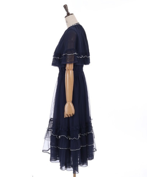 axes femme(アクシーズファム)の「フリルメローケープワンピース(ワンピース・レディース・キナリ/ネイビー/ピンク・MEDIUM)」の19枚目の写真