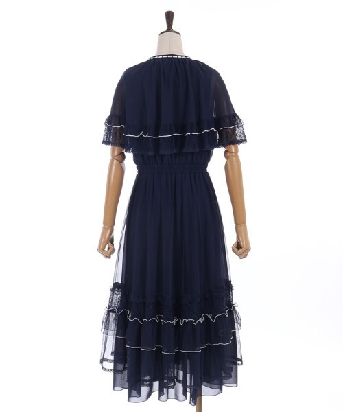 axes femme(アクシーズファム)の「フリルメローケープワンピース(ワンピース・レディース・キナリ/ネイビー/ピンク・MEDIUM)」の20枚目の写真