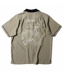 ［HOUSTON ヒューストン］DRAGON MAP EMB RAYON SOUVENIR S/S SHIRT 龍 地図 和柄 ステッチ刺繍 レーヨン オープンカラーシャツ / スーベニアシャツ / スカシャツ / 開襟シャツ