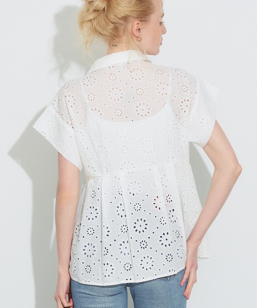 coca（coca）（コカ）の「コットンレースタックトップス（シャツ/ブラウス・レディース・ネイビー/ホワイト・L/M/S）」の5枚目の写真
