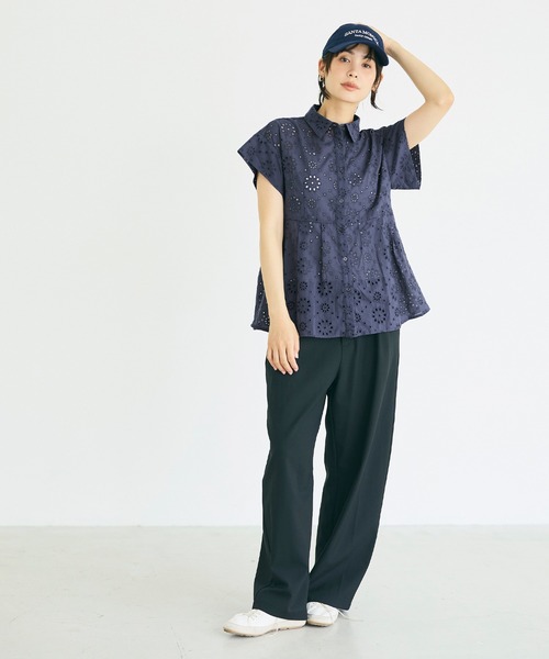 coca（coca）（コカ）の「コットンレースタックトップス（シャツ/ブラウス・レディース・ネイビー/ホワイト・L/M/S）」の9枚目の写真