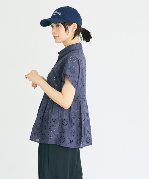 coca（coca）（コカ）の「コットンレースタックトップス（シャツ/ブラウス・レディース・ネイビー/ホワイト・L/M/S）」の10枚目の写真