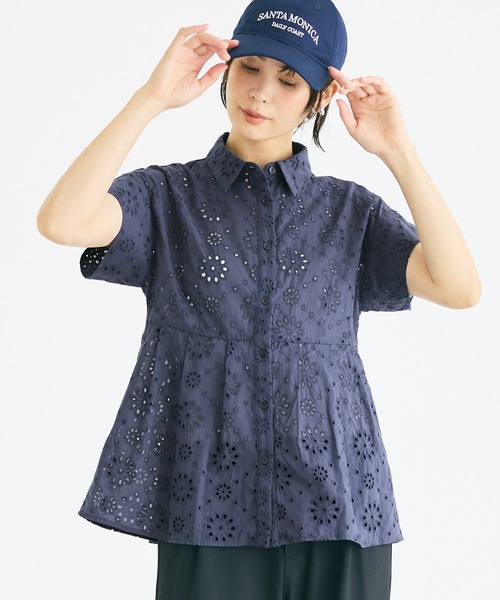 coca（coca）（コカ）の「コットンレースタックトップス（シャツ/ブラウス・レディース・ネイビー/ホワイト・L/M/S）」の12枚目の写真