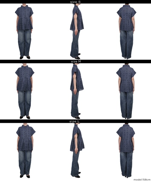 coca（coca）（コカ）の「コットンレースタックトップス（シャツ/ブラウス・レディース・ネイビー/ホワイト・L/M/S）」の15枚目の写真