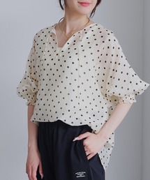 PUAL CE CIN | シアーシルキードットスキッパーブラウス(シャツ/ブラウス)