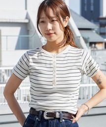 MILLER（ミラー）の「R.P.miller/ミラー PANELRIB H/N TEE パネルリブヘンリーネック半袖 2026年春夏 レディース春服 夏服（Tシャツ/カットソー）」