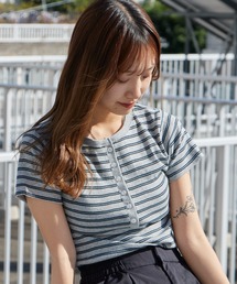 MILLER（ミラー）の「R.P.miller ミラー PANELRIB H N TEE パネルリブヘンリーネック半袖 2026年春夏 レディース春服 夏服（Tシャツ/カットソー）」