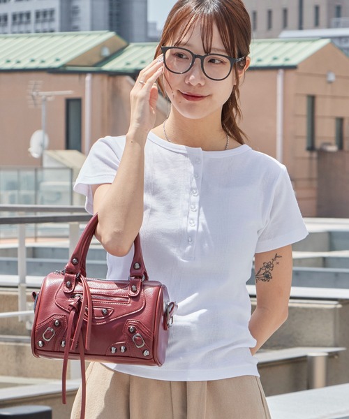 MILLER(ミラー)の「R.P.miller/ミラー PANELRIB H/N TEE パネルリブヘンリーネック半袖 2026年 夏 夏服(Tシャツ/カットソー・レディース・ホワイト/ホワイト系/ブラック/ブラック系/グレー/チャコールグレー/オレンジ・FREE)」の2枚目の写真