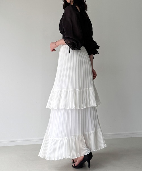 junoah(ジュノア)の「プリーツティアードスカート(スカート・レディース・ブラック/ホワイト/ブルーグレー・SMALL/MEDIUM/LARGE)」の6枚目の写真