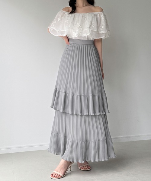 junoah(ジュノア)の「プリーツティアードスカート(スカート・レディース・ブラック/ホワイト/ブルーグレー・SMALL/MEDIUM/LARGE)」の7枚目の写真