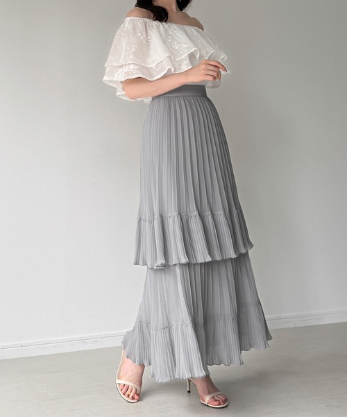 junoah(ジュノア)の「プリーツティアードスカート(スカート・レディース・ブラック/ホワイト/ブルーグレー・SMALL/MEDIUM/LARGE)」の8枚目の写真