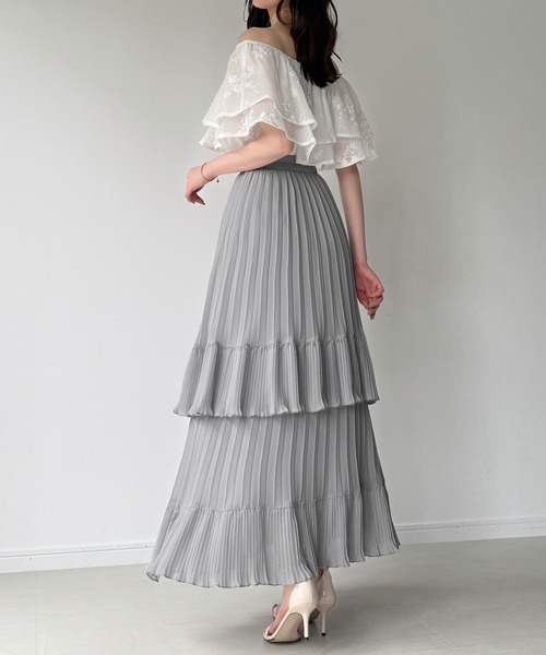 junoah(ジュノア)の「プリーツティアードスカート(スカート・レディース・ブラック/ホワイト/ブルーグレー・SMALL/MEDIUM/LARGE)」の9枚目の写真
