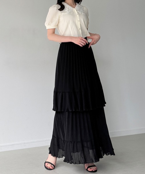 junoah(ジュノア)の「プリーツティアードスカート(スカート・レディース・ブラック/ホワイト/ブルーグレー・SMALL/MEDIUM/LARGE)」の11枚目の写真