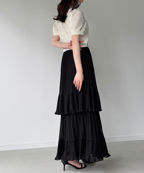 junoah(ジュノア)の「プリーツティアードスカート(スカート・レディース・ブラック/ホワイト/ブルーグレー・SMALL/MEDIUM/LARGE)」の12枚目の写真