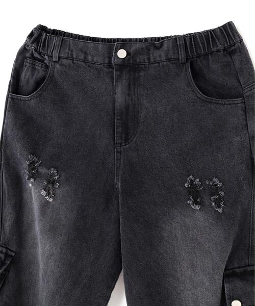 SIS(エスアイエス)の「SIS/エスアイエス/Side Pocket Damage Denim Pants(デニムパンツ・レディース・ブラック・F)」の3枚目の写真