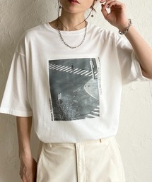 オーバーサイズ 半袖 ロゴフォト プリントTシャツ