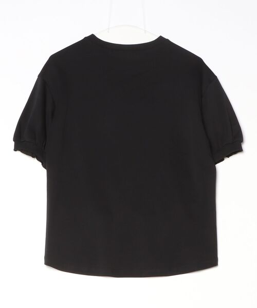 A.N.L(エーエヌエル レーベル)の「A.N.L 素材切替裾シャーリングプルオーバー 半端袖(Tシャツ/カットソー・レディース・グレイッシュベージュ/ブラック/オフホワイト・38)」の4枚目の写真