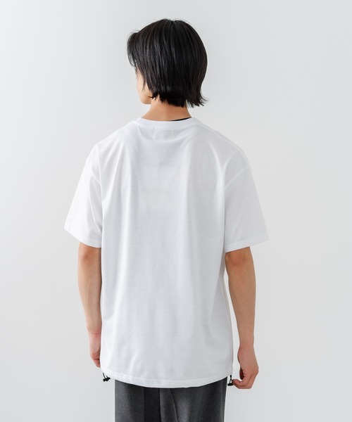 OUTDOOR EXCHANGE(アウトドアエクスチェンジ)の「【OUTDOOR EXCHANGE/アウトドアエクスチェンジ】×【ZERO STAIN/ゼロステイン】コラボ 裾ドローコード 胸ポケット Tシャツ(Tシャツ/カットソー・メンズ・ホワイト/スミクロ・MEDIUM/LARGE)」の14枚目の写真