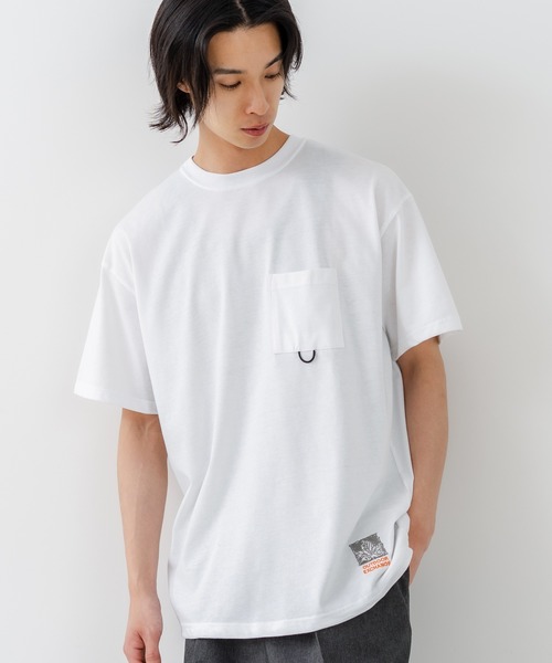 OUTDOOR EXCHANGE(アウトドアエクスチェンジ)の「【OUTDOOR EXCHANGE/アウトドアエクスチェンジ】×【ZERO STAIN/ゼロステイン】コラボ 裾ドローコード 胸ポケット Tシャツ(Tシャツ/カットソー・メンズ・ホワイト/スミクロ・MEDIUM/LARGE)」の17枚目の写真