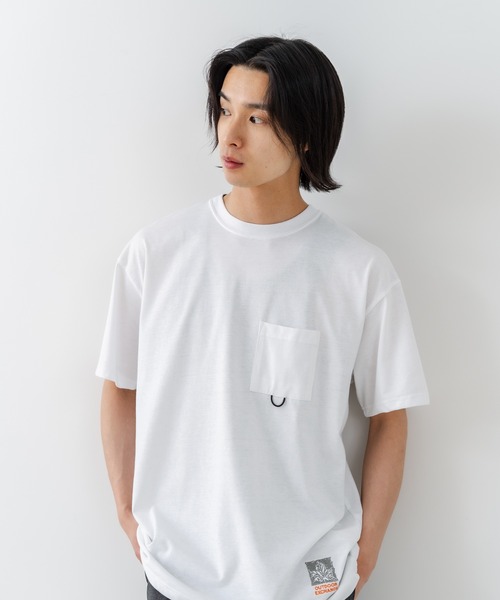 OUTDOOR EXCHANGE(アウトドアエクスチェンジ)の「【OUTDOOR EXCHANGE/アウトドアエクスチェンジ】×【ZERO STAIN/ゼロステイン】コラボ 裾ドローコード 胸ポケット Tシャツ(Tシャツ/カットソー・メンズ・ホワイト/スミクロ・MEDIUM/LARGE)」の18枚目の写真