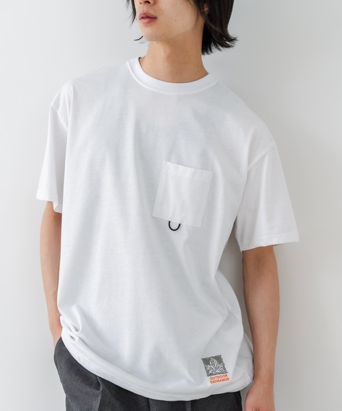 OUTDOOR EXCHANGE(アウトドアエクスチェンジ)の「【OUTDOOR EXCHANGE/アウトドアエクスチェンジ】×【ZERO STAIN/ゼロステイン】コラボ 裾ドローコード 胸ポケット Tシャツ(Tシャツ/カットソー・メンズ・ホワイト/スミクロ・MEDIUM/LARGE)」の20枚目の写真