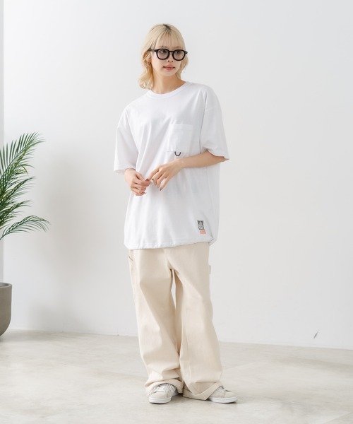 OUTDOOR EXCHANGE(アウトドアエクスチェンジ)の「【OUTDOOR EXCHANGE/アウトドアエクスチェンジ】×【ZERO STAIN/ゼロステイン】コラボ 裾ドローコード 胸ポケット Tシャツ(Tシャツ/カットソー・メンズ・ホワイト/スミクロ・MEDIUM/LARGE)」の22枚目の写真