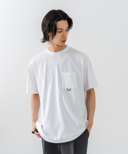 OUTDOOR EXCHANGE(アウトドアエクスチェンジ)の「【OUTDOOR EXCHANGE/アウトドアエクスチェンジ】×【ZERO STAIN/ゼロステイン】コラボ 裾ドローコード 胸ポケット Tシャツ(Tシャツ/カットソー・メンズ・ホワイト/スミクロ・MEDIUM/LARGE)」の10枚目の写真