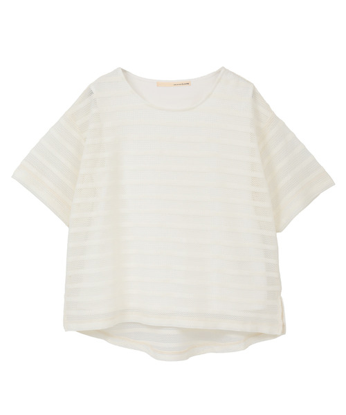 MELROSE claire(メルローズ クレール)の「【シアーラッセルレースインナー付きプルオーバー】(Tシャツ/カットソー・レディース・オフホワイト/ブラック・FREE)」の13枚目の写真