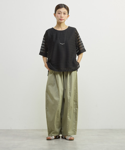 MELROSE claire(メルローズ クレール)の「【シアーラッセルレースインナー付きプルオーバー】(Tシャツ/カットソー・レディース・オフホワイト/ブラック・FREE)」の14枚目の写真