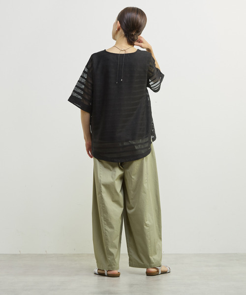 MELROSE claire(メルローズ クレール)の「【シアーラッセルレースインナー付きプルオーバー】(Tシャツ/カットソー・レディース・オフホワイト/ブラック・FREE)」の18枚目の写真