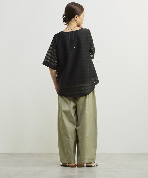 MELROSE claire(メルローズ クレール)の「【シアーラッセルレースインナー付きプルオーバー】(Tシャツ/カットソー・レディース・オフホワイト/ブラック・FREE)」の19枚目の写真