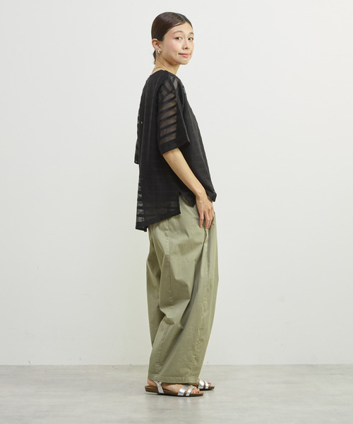 MELROSE claire(メルローズ クレール)の「【シアーラッセルレースインナー付きプルオーバー】(Tシャツ/カットソー・レディース・オフホワイト/ブラック・FREE)」の21枚目の写真