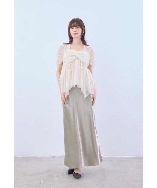 niana(ニアナ)の「サテンナロースカートセットアップ 2点セット セパレート セレモニー フォーマル 結婚式 二次会 同窓会 成人式 入学式 卒業式 お呼ばれ パーティードレス オケージョンドレス(ドレス・レディース・ベージュ/ブラック・M/S/L)」の17枚目の写真