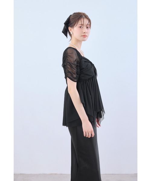 niana(ニアナ)の「サテンナロースカートセットアップ 2点セット セパレート セレモニー フォーマル 結婚式 二次会 同窓会 成人式 入学式 卒業式 お呼ばれ パーティードレス オケージョンドレス(ドレス・レディース・ベージュ/ブラック・M/S/L)」の5枚目の写真