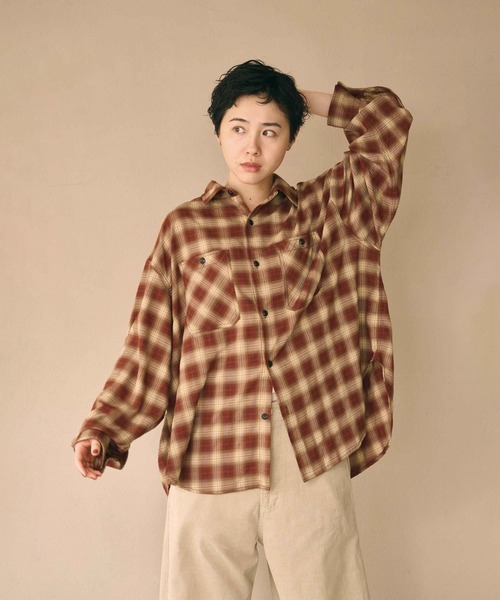 kha:ki(カーキ)の「「KHA:KI / カーキ」HOMBRE WIDE SHIRT(シャツ/ブラウス・レディース・ブルー/チェック/ブラック・1/2)」の1枚目の写真