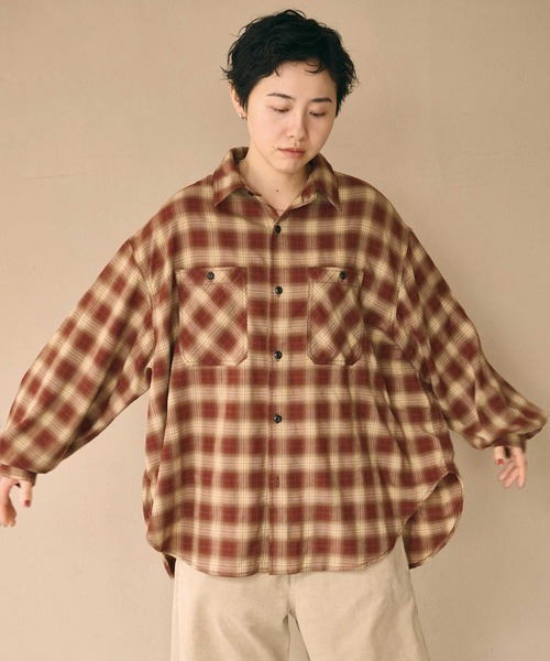 kha:ki(カーキ)の「「KHA:KI / カーキ」HOMBRE WIDE SHIRT(シャツ/ブラウス・レディース・ブルー/チェック/ブラック・1/2)」の14枚目の写真