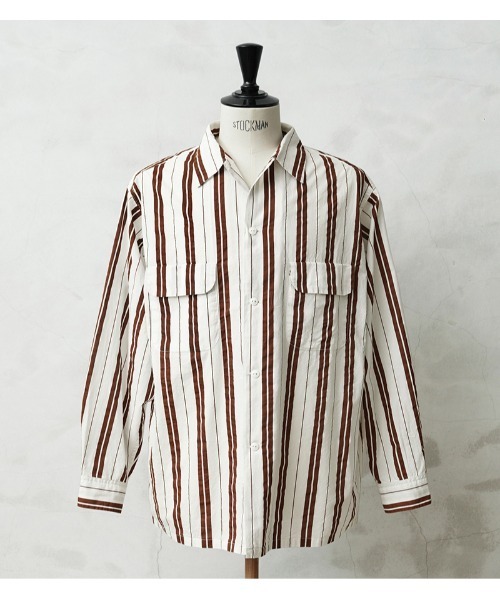 WAIPER.inc（ワイパーインク）の「WAIPER×TOWN CRAFT DR26S004WP 60's STRIPE BOX SHIRTS ストライプ ボックスシャツ（シャツ/ブラウス・メンズ・ホワイト×ブラウン/ホワイト×ブラック・L/XL）」の2枚目の写真
