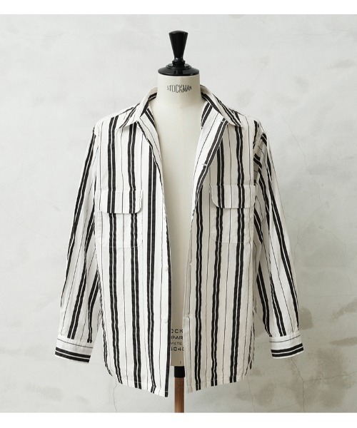WAIPER.inc（ワイパーインク）の「WAIPER×TOWN CRAFT DR26S004WP 60's STRIPE BOX SHIRTS ストライプ ボックスシャツ（シャツ/ブラウス・メンズ・ホワイト×ブラウン/ホワイト×ブラック・L/XL）」の6枚目の写真