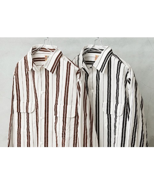 WAIPER.inc（ワイパーインク）の「WAIPER×TOWN CRAFT DR26S004WP 60's STRIPE BOX SHIRTS ストライプ ボックスシャツ（シャツ/ブラウス・メンズ・ホワイト×ブラウン/ホワイト×ブラック・L/XL）」の7枚目の写真