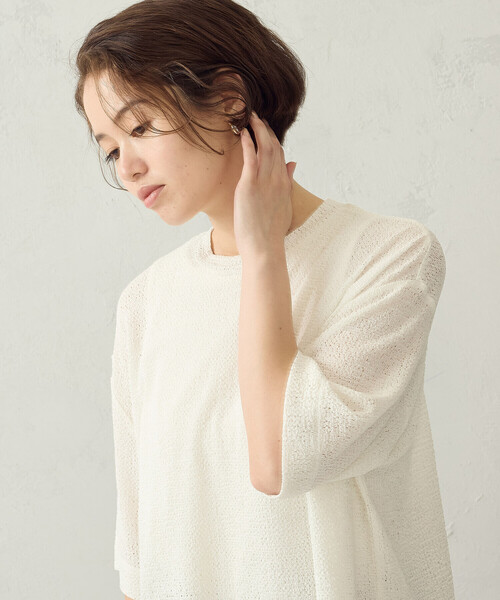 COMME CA ISM(コムサイズム)の「【セットアイテム】メッシュTシャツ+タンクトップ(Tシャツ/カットソー・レディース・ブラック/モカ/ホワイト・LARGE/MEDIUM)」の6枚目の写真