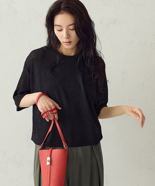 COMME CA ISM(コムサイズム)の「【セットアイテム】メッシュTシャツ+タンクトップ(Tシャツ/カットソー・レディース・ブラック/モカ/ホワイト・LARGE/MEDIUM)」の14枚目の写真