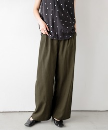 リネンブレンドタックワイドパンツ