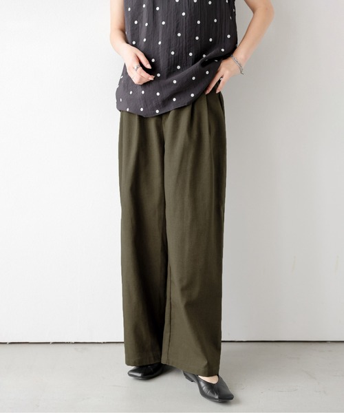 AMELY(エミリー)の「リネンブレンドタックワイドパンツ(その他パンツ・レディース・カーキ/ピンク/ベージュ/ブラウン/ブラック・L/M)」の19枚目の写真