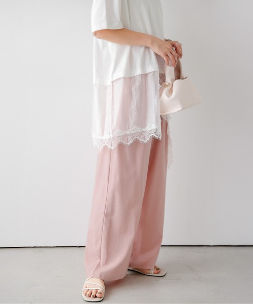 AMELY(エミリー)の「リネンブレンドタックワイドパンツ(その他パンツ・レディース・カーキ/ピンク/ベージュ/ブラウン/ブラック・L/M)」の22枚目の写真