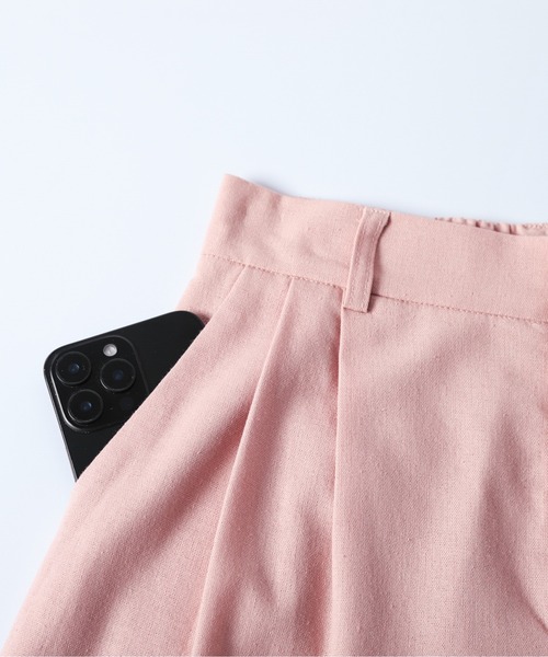 AMELY(エミリー)の「リネンブレンドタックワイドパンツ(その他パンツ・レディース・カーキ/ピンク/ベージュ/ブラウン/ブラック・L/M)」の12枚目の写真