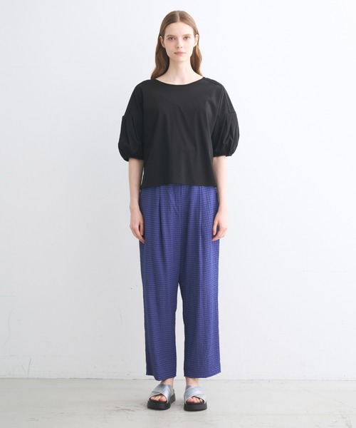 three dots(スリードッツ)の「シルケンジャージー ハーフスリーブトップス(Tシャツ/カットソー・レディース・ブルー系その他/ホワイト/ブラック・SMALL)」の15枚目の写真